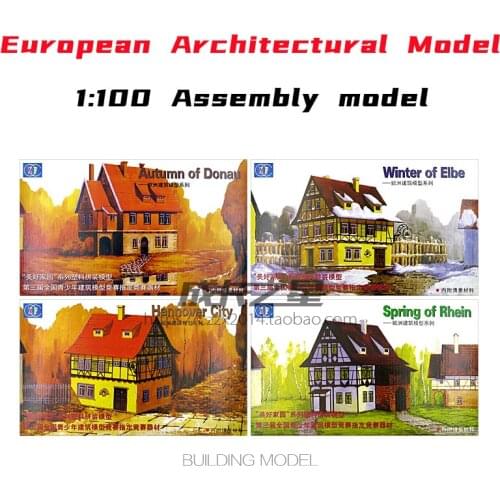 4 Styles 1/100 European Building Assembly Model DIY Houses Miniature Landscape Toy Models