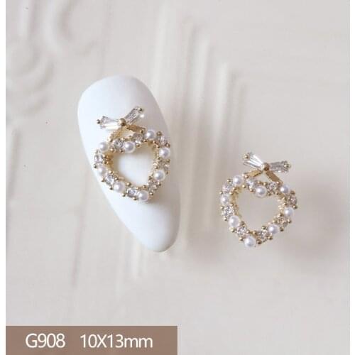 5pcs/lot Luxury Love 3D Alloy Nail Art Zircon Pearl Crystal Metal Manicure DIY Nails Accesorios Supplies Decorations Charms