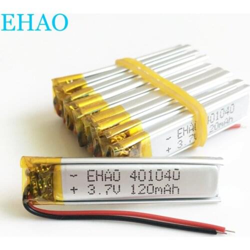 10 PCS EHAO 401040 3.7V 120mAh Lithium Polymer LiPo Rechargeable Battery Handheld Navigator for Mp3 GPS bluetooth Camera