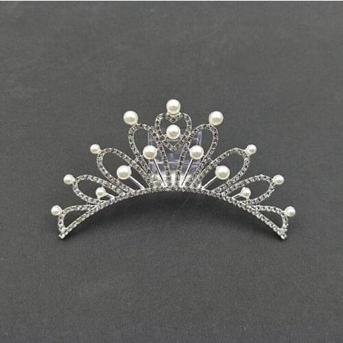 50pcs Princess Crown Pearl Crystal Rhinestone Appliques Flatback Jewelry strass Buckle Wedding Brides Hairpin Hair Clip Decor