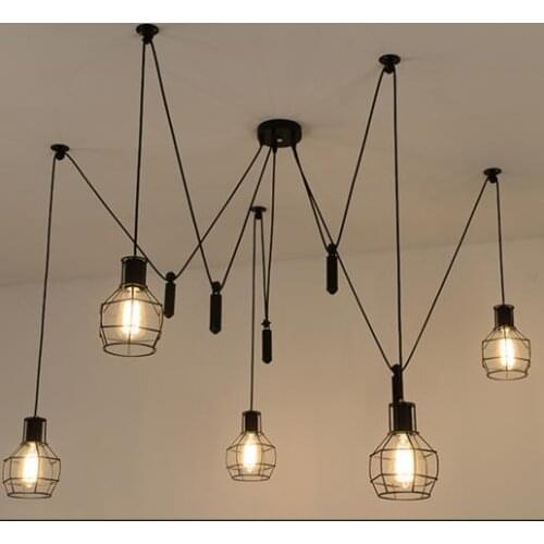 American country retro loft iron pendant light pulley cage Industrial Art Kitchen Dining Room hanging lighting lamp
