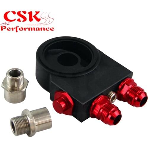 AN10 85 degrees Oil Cooler Thermostat Sandwich Plate Adaptor Filter Black