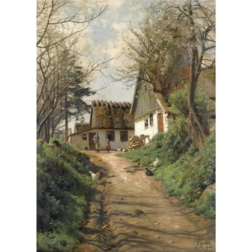 Free shipping classical farmers living poultry house landscape oil painting canvas prints on canvas wall art decoration picture