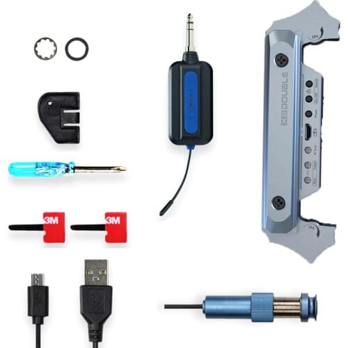 DOUBLE X2 Wireless Soundhole Pickup with Receiver Mic 3ms Delay for 80-120mm Sound-hole Rechargeable Acoustic Guitar Pickup