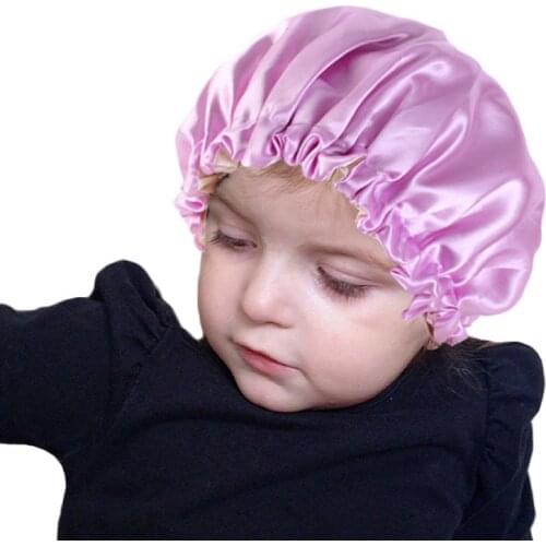 Children Soft Silky Hair Care Wear Hat Satin Sleep Bonnet for Parent Kids Day Night Sleep Cap Women Head Wrap Hair Accessories