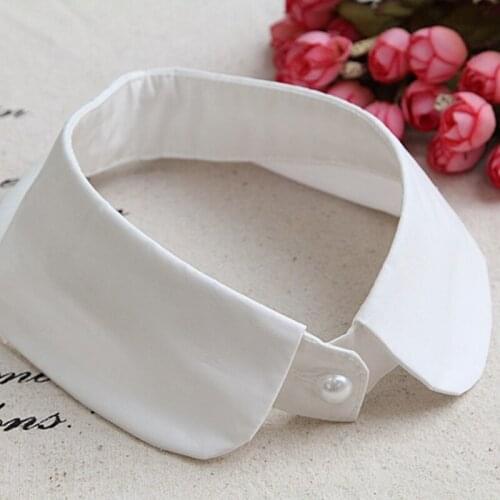 Q1FA Elegant False Collar Lapel Choker One Button Detachable White Dickey Necklace