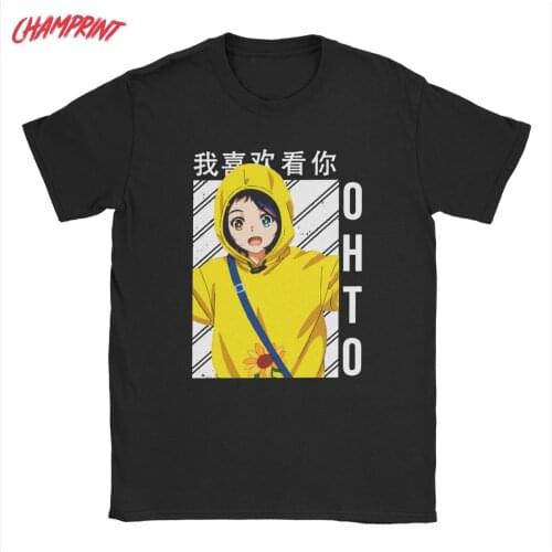 Mens Wonder Egg Priority Happy Ai Ohto T Shirt Anime 100% Cotton Clothes Vintage Short Sleeve Crew Neck Tees Plus Size T-Shirt