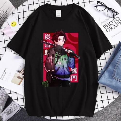 Japan Anime Demon Slayer Prints Summer New 2021 Hip Hop Brand Tee Shirt Men T-Shirt Harajuku Street Fashion Casual Mens T Shirt