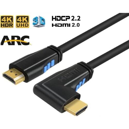 Right Angled HDMI 2.0 cable 90 degree Left Angle HDMI cable HDR 4K/60Hz HDMI 2.0 HDMI ARC for PS4 pro Apple TV Xbox ones