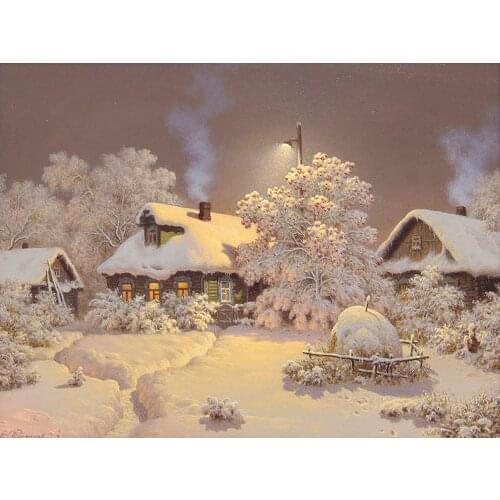 L5728 Scenic Snowhouse cross stitch Oil painting girl 11/ 14ct /16/28/27CT cloth cotton thread embroidery DIY handmade