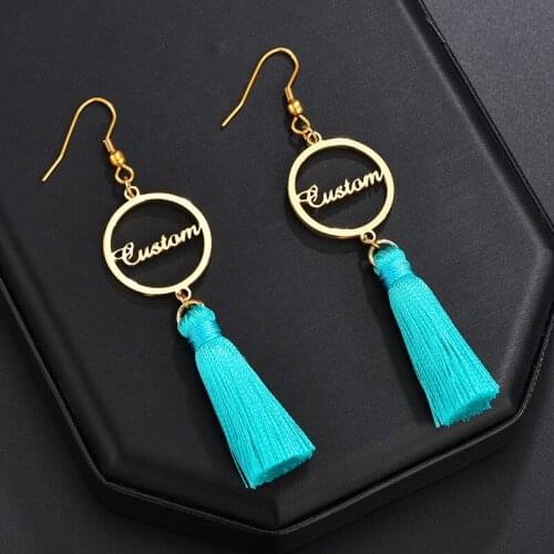 Tassel Customied Letter Name Women Earrings Studs Personalized Brief Name Piercing Name Dangle Earrings Weddings Party Jewelry