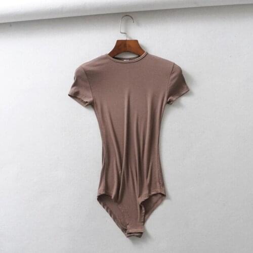 5 colors 2019 New Sexy O neck Short sleeve Jersey Bodysuit Woman Tight Short Jumpsuit Slim fit Rompers Playsuits High Street