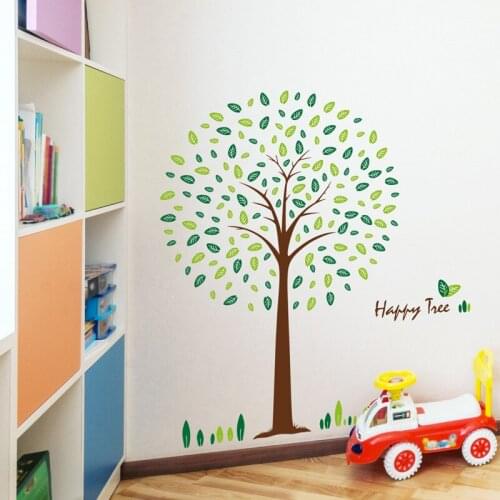 Creativity Green leaf big tree wall sticker PVC Material DIY art wall decals For living room background wall home decor sticker