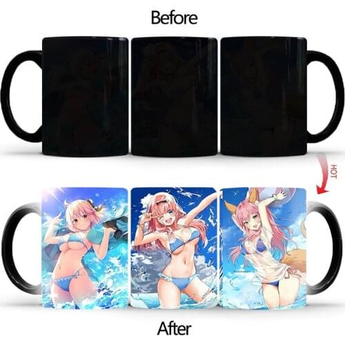 Creative Seaside sexy beauty Heat Sensitive Cup Color Changing Mug Ceramic Drinkware For Tea Milk Coffee Mugs BSKT-146