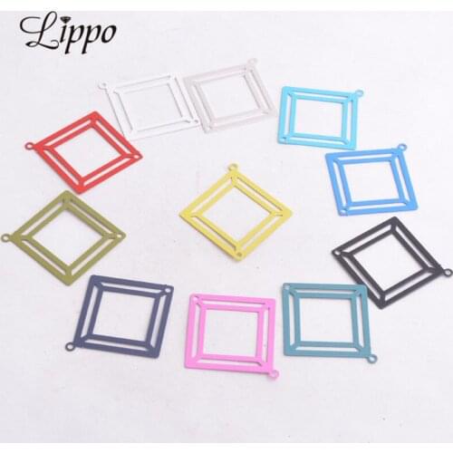 50pcs AB4324 30*32mm Square Charms Brass DIY Pendant