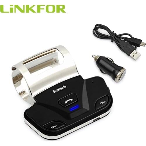 LiNKFOR Alloy Slim Steering Wheel Wireless Bluetooth Handsfree Handset Speaker Car Kit For Tablet iPhone Samsung iPad