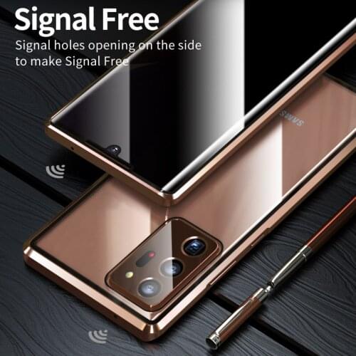 Magnetic Peeping Privacy Glass Case For Samsung Galaxy Note 20 Ultra Case Metal Magnetic Case For Samsung Note 20 360 Full Cover