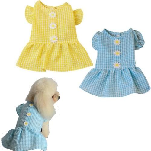 Cute Dog Dress Summer Pet Dress Daisy Print Clothes Puppy Dog Princess Dress Skirt For Small Dogs Chihuahua