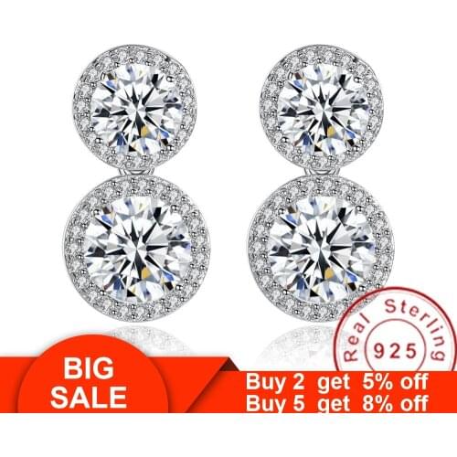 Fashion Female Flower Earrring AAAAA cz Real 925 sterling silver Statement Party Wedding Dangle Earrings for women Jewelry Gift