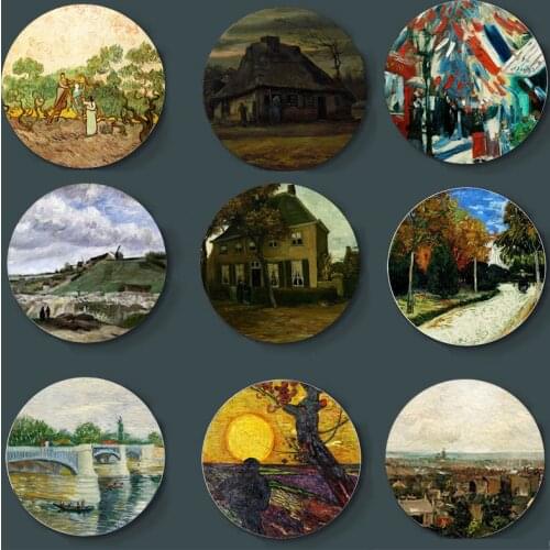 Handmade Wall Plate Netherlands Post-impressionism Oil Painting Master Van Gogh Wall Hangings Ceramic Plate