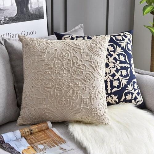 Throw Pillow Cover Cotton Rope Embroidered Pillow Case Sofa Cushion Cover Decorative Car Living Room Pillow Home Decor 50x50cm