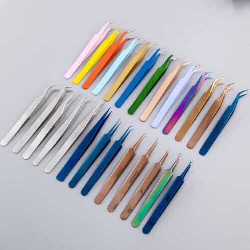 2020 New Hot Sale Stainless Steel Straight Bend Tweezer For Eyelash Extensions Nail Art Nippers Nail Tool Eyebrow Supplies