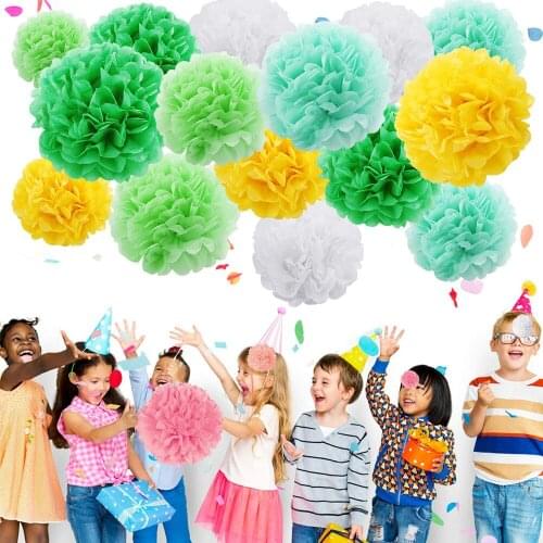 OEM New 300 pcs 4" 10CM Tissue Paper Pom Poms Decorative Flowers pompom Diy -Wedding-Decoration-Party-Home decor-Baby Shower