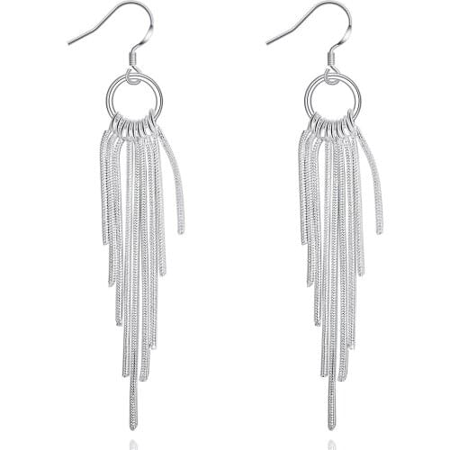 925 sterling silver goddess temperament fashion trend wicker tassel multi-line earrings party wedding ladies gift