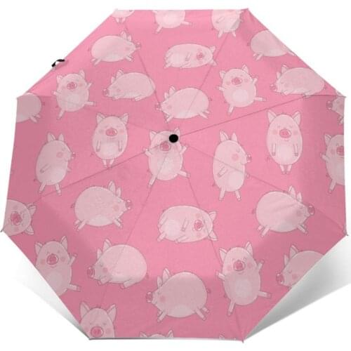 Cute Pink Pigs Windproof Automatic Folding Inverted Umbrella Portable Paraguas for Man Woman