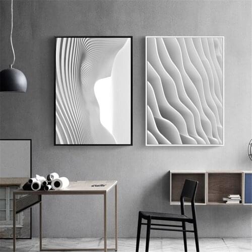 Modern Black White Building Geometry Pattern Wall Art Canvas Painting Posters Prints Wall Pictures for Living Room Morden Decor