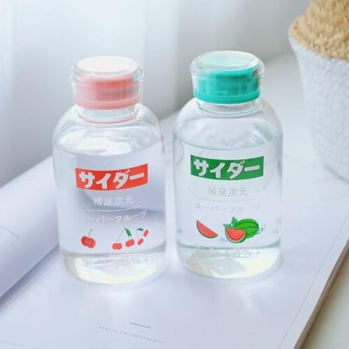 450ml Cartoon Fruit Lovely Kids Straw Water Bottle Portable Fashion Glass Water Bottles Creative Double Lid Clear Drinking Cups