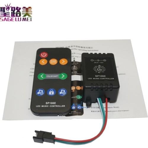 DC5V-DC12V SP106E 9keys LED Music Controller WS2811ic /WS2812B/6812/1903/6803 Magic digital pixel led strip music sound control