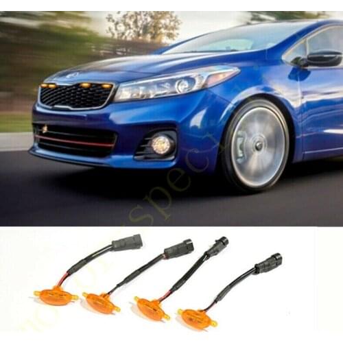 LED Car Front Grille LED Amber Light Raptor Style Light Kit Decor W/ Wire Speed 4Pcs For Kia Forte Hatchback 2017 2018