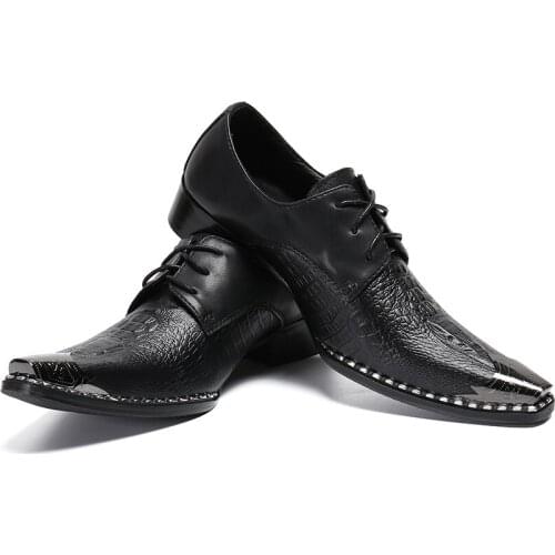 British Genuine Leather Oxford Shoes for Men Classic Black Business Office Formal Shoes Men Lace Up Dress Shoes Prom Brogues