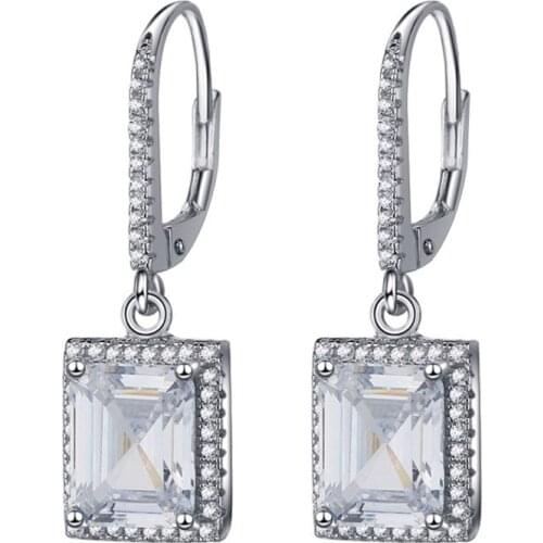 High Quality 7A Cubic Zircon 925 Sterling Silver Dangle Earrings For Women Statement Clip Drop Earing Party Gifts Jewelry