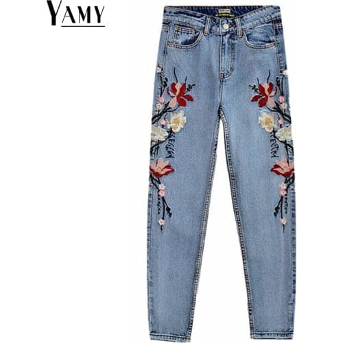 Женские джинсы с вышивкой YAMY China At AliExpress