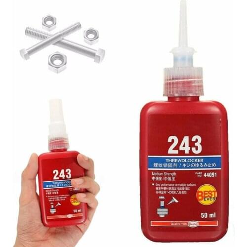 1 Pcs 243 Medium Strength Threadlocker Anaerobic Adhesive to Medium Glue For M8 GQ999 Liquid Thread Strength 50ml M20 Blue D8N8