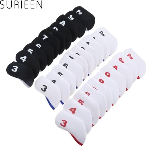10pcs Golf Club Iron Head Cover Protect Set Neoprene Golf Protect Headcover Double-sided Number Printing For Golf Iron Wedges