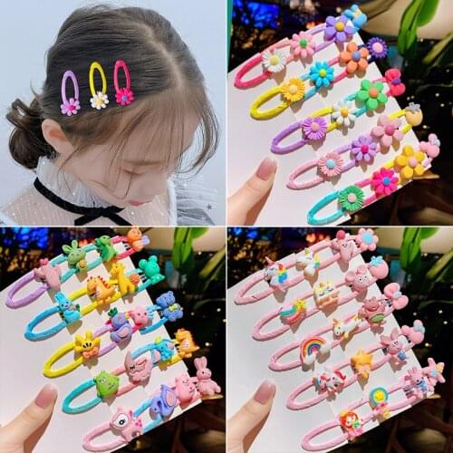 10pcs Wrapped Cloth Animal Flower Fruit BB Clip Children Cute Hairpins Girls Kids Hair Pin Clips Headwear Accessories Ornaments