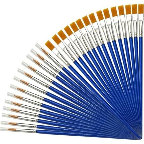 100 Pieces Kids Paint Brushes Set for Watercolor Oil Painting Flat +Pointed Brush for Body Face Nail Craft Art