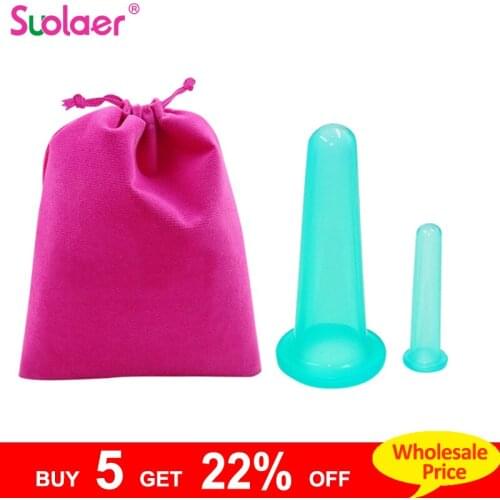 2PCS Silicone Body Cupping Cups Set For Face Neck Back Eyes Massage Vacuum Cans Anti-cellulite Massager Suction Cup Treatment