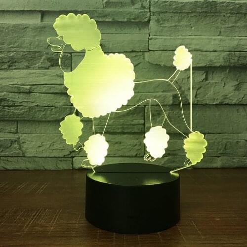 Dog Creative Vision 3d Stereo Night Light Remote Touch switch Lovely 7 color change 3D Lamp Kids Room Led 3d Light Fixtures