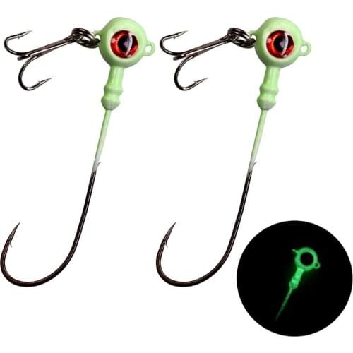5pcs/lot Luminous Jig Heads Fishing Hooks 5g 6g 7.5g 10g Crank Jig Head Hook Carbon Steel Fishhook For Soft Worm Lure