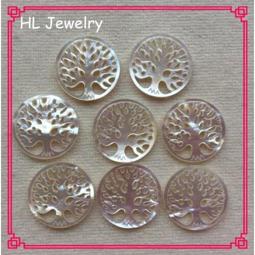 50PCS/Lot 20MM white Tree of Llife Shell Beads Natural MOP Shell Life Tree Beads