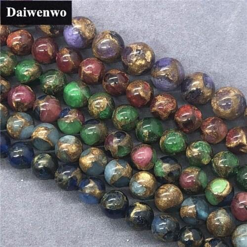 6-Color Natural Gold Colored Stone Loose Beads Crystal Buddha Beads Round Semi-finished Products Personalized Handmade DIY