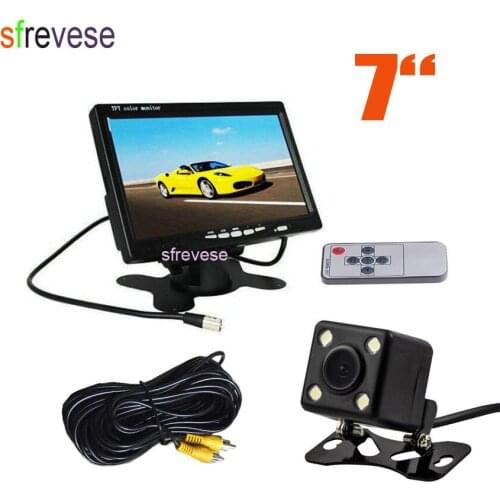 7" TFT Car LCD Monitor + 4 LED Day Night Reversing Parking Backup Camera 170 degree Car Rear View Kit System