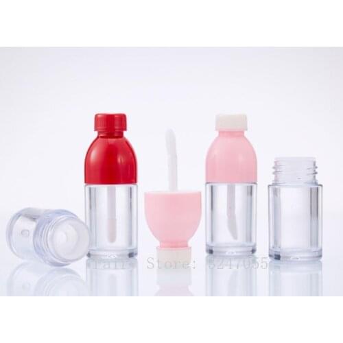 8ml 1/2/5pcs Empty Red/Pink Plastic Juice Bottle Lip Gloss Tube,DIY Clear lip gloss containers lipgloss bottle container