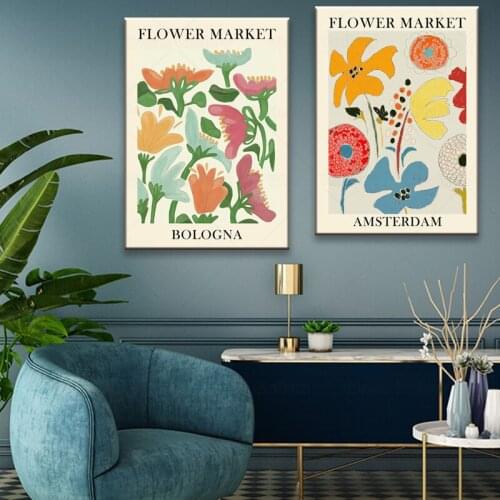 Abstract Flower Market Vintage Watercolor Wall Art Canvas Painting Nordic Posters And Prints Wall Pictures For Living Room Decor