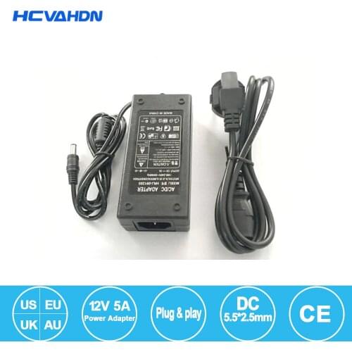 Lowest Price New AC Converter Adapter For DC 12V 5A 60W LED Power Supply Charger for 5050/3528 SMD LED Light or LCD Monitor CCTV