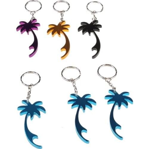 Aluminum Beer Bottle Opener Keychain Palm Tree Mini Bottle Openers Keys Collector Pocket Keyring Funny Gift W0YA